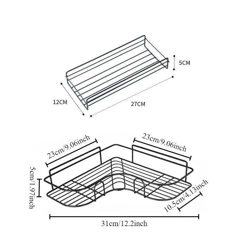 Shower wall mounted shelf